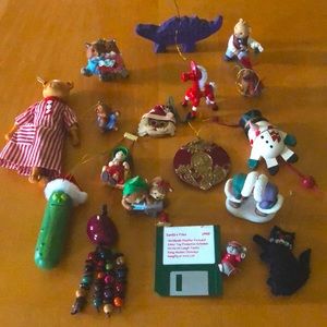 17 Vintage Christmas Ornaments Dogs, Bears, Cat, Eskimos, Mice, Snowman Etc.